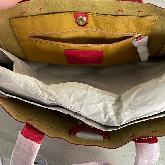 NWT Red Leather Coach Tote. - Picture 5 of 6